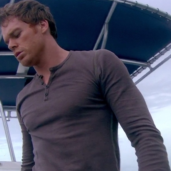 ATM distressed Henley Dexter Kill shirt half button long sleeve blue grey large - Picture 12 of 12